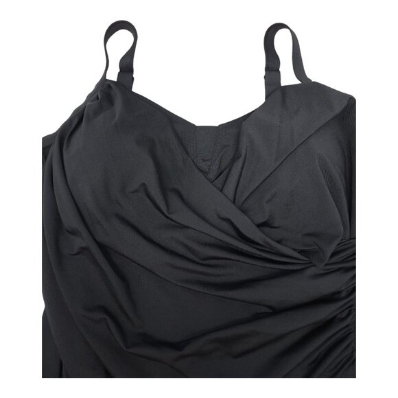 Jantzen Solid Surplice One Piece Swimsuit PLUS Size 18W Slimming Wrap Swim - Picture 6 of 13